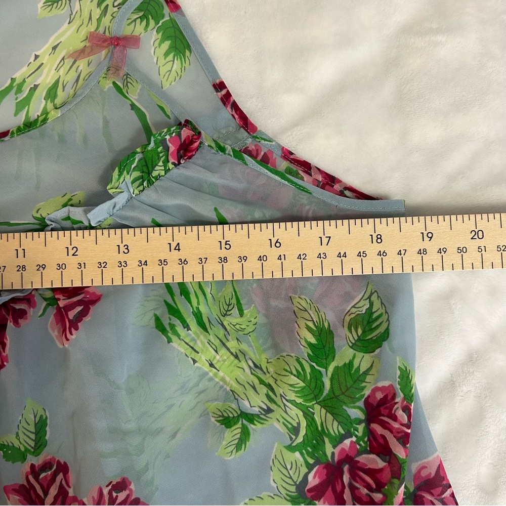 Betsey Johnson Intimates Floral Gown/Slip Dress sz L Romantic Coquette Boho - Picture 8 of 9